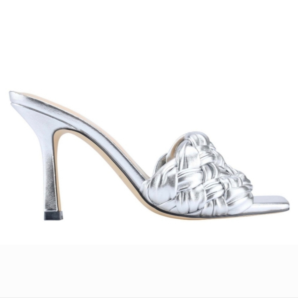 Marc Fisher LTD Draya Braided Sandal (Women)Size 7.5M Silver metallic leather c - Picture 5 of 10